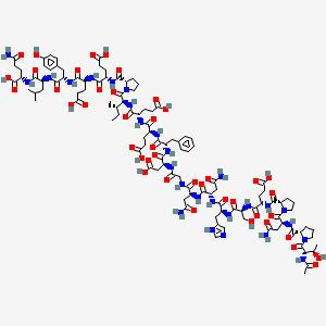 Tesamorelin molecular structure diagram showing 44 amino acid GHRH analog with N-terminal hexenoyl modification