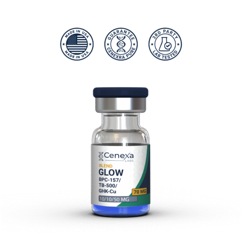 GLOW Blend peptide vial – BPC-157 TB-500 GHK-Cu – USA Made