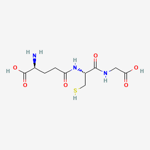 Glutathione GSH molecular structure showing gamma-glutamyl-cysteinyl-glycine tripeptide with free thiol group