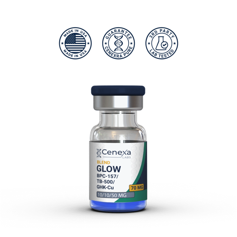 GLOW Blend peptide vial – BPC-157 TB-500 GHK-Cu – USA Made