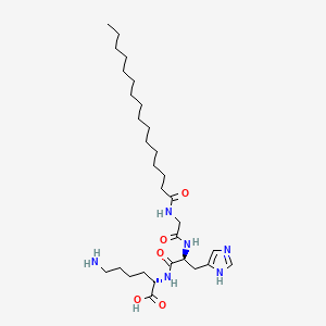 Pal-GHK Palmitoyl Tripeptide-1 molecular structure showing palmitoyl-glycine-histidine-lysine sequence